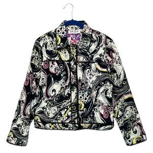 Anage Paisley Swirl Embellished Jacket Vintage Women's Sz M Multicolor 90s Bold
